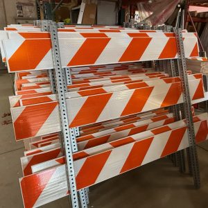orange and white safety barricade