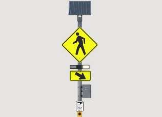 crosswalk sign of a pedestrian crossing