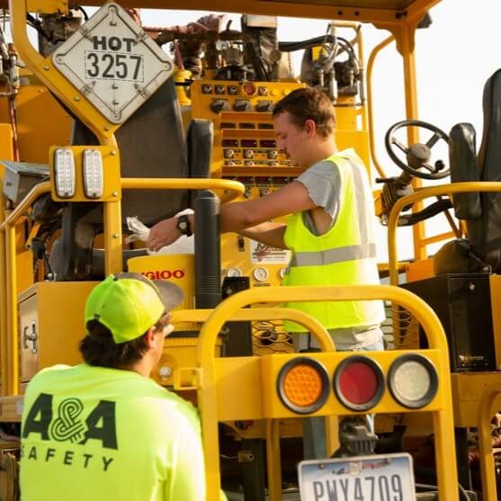 Worker using equipment