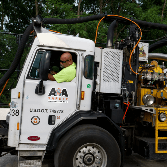 Worker in truck