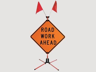 little buster Road work ahead sign