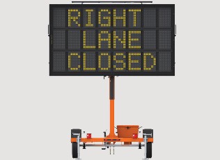 message board that reads right lane closed