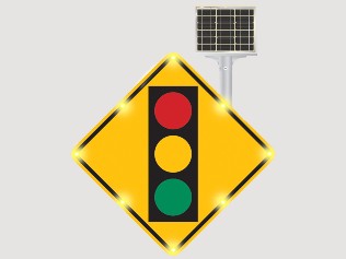 blinking traffic light sign